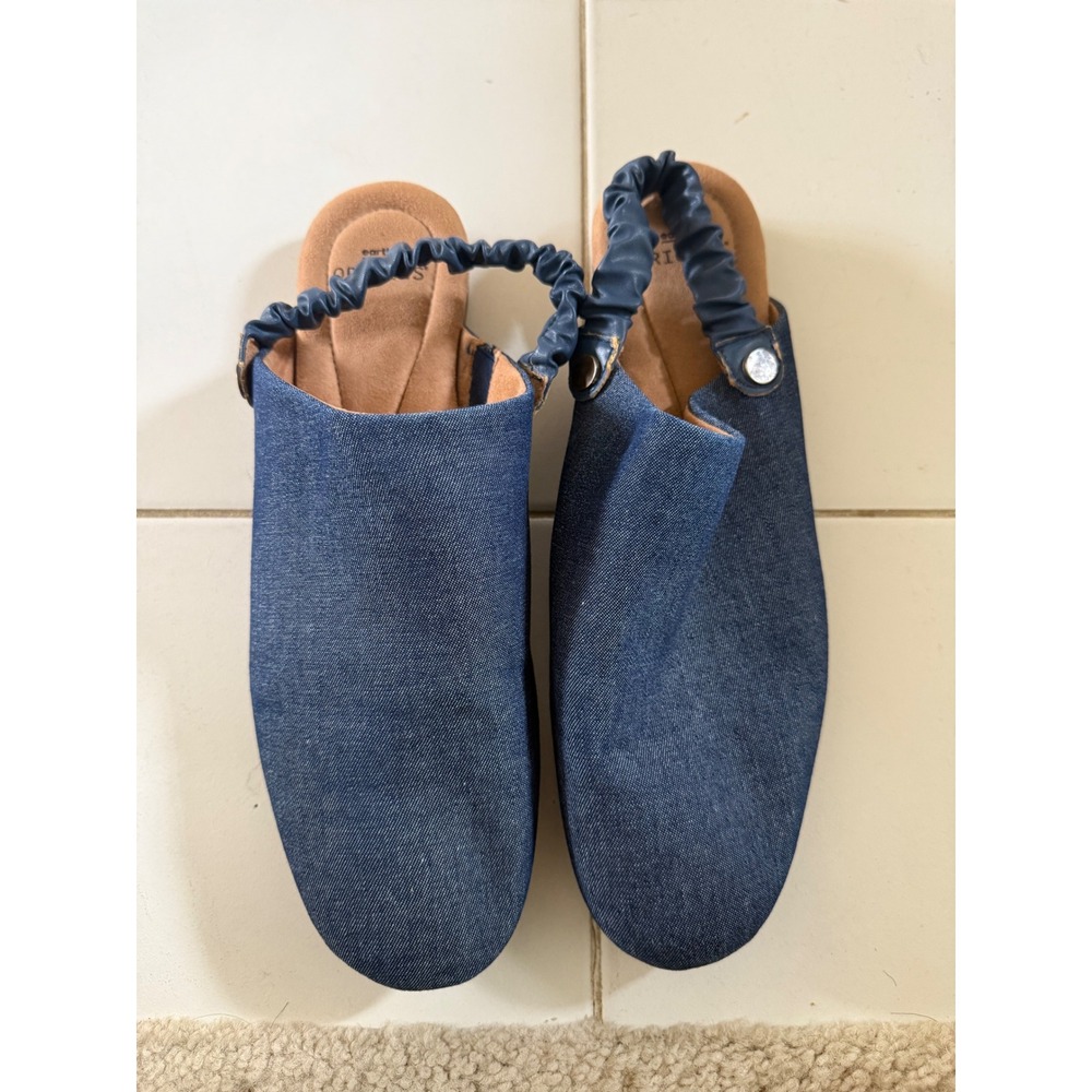 Earth Origins Women's 11 Denim Slingback Clog Comfort Shoes Blue